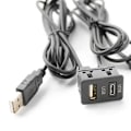Pikkukuva 4 / 5: 150cm auton kojelaudan pidike 2 USB-portin paneeli auto veneen kaksois USB-tapyc-jatkokaapeliadapteri (musta)
