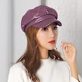 Miniatyrbild 4 av 5: Pu Läder Cab Målarens Hatt Gatsby Ivy Beret（lila）