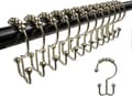 Duschdraperi Krokar Ringar, Rostfria Metall Dubbla Glidande Duschdraperi Ringar för Badrum Duschstänger Gardiner, 12-pack