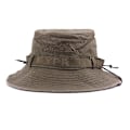 Miniatyrbillede 4 af 5: Mænd Bomuld Broderi Hat Udendørs Solbeskyttelse Bred Skygge Foldbar Boonie Bucket Hat(Grå)