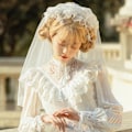 Miniatyrbillede 5 af 5: Smuk brude slør sort hvid Lolita slør brud hovedbeklædning til bryllup（hvid）