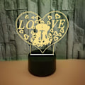 Miniatyrbillede 3 af 5: Kærlighed 3D natlys 3D Illusion Akryl Lampe Visu