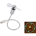 Miniatyrbillede 1 af 4: Skrivebords Gadget Skrivebord Fleksibel Svanehals Usb Led Ur Fan