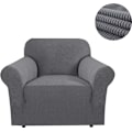 Miniatyrbild 2 av 8: Elastan sofföverdrag stretch sofföverdrag fåtöljöverdrag elastiskt halkfritt sofföverdrag (1-sits, ljusgrå)
