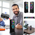 Miniatyrbild 1 av 5: Datorhögtalare Datorljud USB Skrivbord Bärbar dator Hem Minihögtalare Trådbunden Skrivbordsbas Högtalare Utrymme