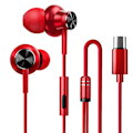 Pikkukuva 1 / 5: USB Type-C -kuulokkeet In-Ear Stereo Bass -kuulokkeet mikrofonilla - Punainen