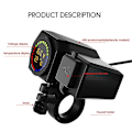 Miniatyrbilde 2 av 5: Motorsykkel Lader Moto Styre Lader 3.4a Dual Usb Lader Adapter Med Temperatur Og Spenning Display For 12v-24v Motorsykkel