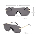 Miniatyrbilde 2 av 2: Oversized speilrefleks rammeløse linser ett stykke solbriller for kvinner Menxq-sg242