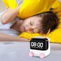 Miniatyrbild 4 av 4: Kreativ skrivbordsklocka högtalare väckarklocka Bluetooth-högtalare trådlös Bluetooth-ljud bärbar hemklocka temperatur spegel rensning