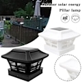 Miniatyrbilde 3 av 5: Utendørs solcelle-stolpelampe automatisk LED-gårdsplasslys energisparende utendørs gjerdelampe (hvitt gult lys, hvite blader)