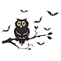 Miniatyrbilde 1 av 5: Dww-Halloween ugler grener flaggermus glass vindu baderom veggdekorasjon veggklistremerker