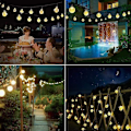 Miniatyrbillede 4 af 4: Udendørs solcellelyskæde 50 LED'er 7m 8 solcelletilstande, vandtæt, til udendørs / indendørs, belysning til have, træer, terrasse, jul, bryllupper, fester