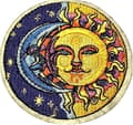 Dww-Patch motiv Sol Måne og stjerner Brodert applikasjon - strykemerke 8 cm