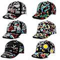Miniatyrbild 2 av 5: 4-8 år barns snapback keps för pojke och flicka mode graffiti basebollkeps（E vit）