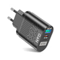 Miniatyrbild 2 av 5: 65W Mobiltelefon Snabbladdare Multi-Port QC3.0 PD Multiplug Snabbladdning Handladdare för EU-kontakt (Svart)
