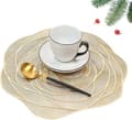 Sæt med 6 vaskbare PVC-placider, runde vinyl, jul, bryllup, middag, restaurant, hotel, 6 stk. Cisea