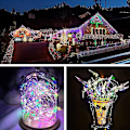 Miniatyrbild 5 av 5: [2 Pack] Utomhus Solcellslampor 12M 120 LED Utomhuslampor Vattentät Koppartråd 8 Mönster Solcellslampor