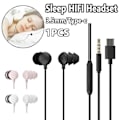 Miniatyrbild 1 av 5: 3,5 mm/typ-c trådbundna hörlurar, sömn Hifi-headset, basstereoljudreducerande hörlurar med mikrofon svart