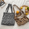 Miniatyrbild 3 av 4: Höst och vinter leopardmönstrad väska dam all-match axelväska stor kapacitet handväska shoppingväska,1pc-brun