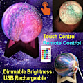 Miniatyrbillede 4 af 5: 3D Galaxy Natlampe 16 Farver Fjernbetjening & Touch Control LED Måne Rumlampe