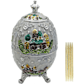 Miniatyrbild 1 av 5: Tandpetarehållare Utdragbar Tandpetare Dispenser Bambustandpetare 7 st (Vit Silverfärg)