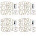 Miniatyrbild 1 av 5: 4-pack 16,4 fot 50 LED-ljusslinga batteridriven med fjärrkontroll timer vattentät