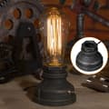 Retro bordlampe steampunk vannrør dekorasjon E27 lyspære industriell lampe