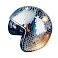 Miniatyrbild 1 av 4: Discokula Hjälm Med Infällbar Visir För 2022 Nattklubb Coola Rekvisita（Silver）