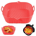 Miniatyrbild 1 av 3: Airfryer Silikonform Bakkorg Ugn Non Stick Återanvändbar.foder.mikrovågsugn（Röd）