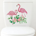 Miniatyrbillede 4 af 4: Dww-Romantiske lyserøde flamingo blomster og blade dækkeservietter badeværelse soveværelse toilet indretning klistermærke klistermærker
