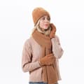 Vintermössa Halsduk Handskar Set Unisex Slouchy Halsduk Varm Stickad Mössa för Utomhusbruk (Brun)