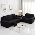 Miniatyrbillede 3 af 5: Elastisk Sofaovertræk, Komfortabelt Stretchstof (Sort, 140-180cm)