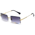 Miniatyrbillede 2 af 4: Ultralette Rimless Rektangulære Solbriller - Fashionable Square Uv400 Briller Til Kvinder Og Mænd（Pink）