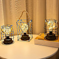 Miniatyrbillede 3 af 5: 1 stk. Kreativ industriel hul LED hængelampe hjem soveværelse bærbar hamp reb kobbertrådslys (rund)
