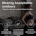 Pikkukuva 3 / 5: Avoimet langattomat Bluetooth-kuulokkeet, joissa on mikrofoni, kivuton käyttö, urheilukuulokkeet, handsfree-kuulokkeet, hifi-ääni, korvaklipsi, Bluetooth-kuulokkeet A
