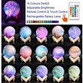Miniatyrbillede 2 af 5: 3D Galaxy Natlampe 16 Farver Fjernbetjening & Touch Control LED Måne Rumlampe