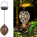 Miniatyrbild 2 av 6: Vattentät solcellslampa i järn, droppformad lampa för utomhusbruk, trädgård, innergård, landskap, ihålig dekoration, projektionslampa, gräsmattshängande lampa