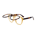Miniatyrbilde 1 av 4: Oversized firkantede solbriller til kvinner, personlighet, flip-up grå solbriller til menn, doble unisex briller briller（Flower-clear）
