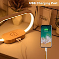 Miniatyrbilde 3 av 5: Nattbordslampe med trådløs lader, skrivebordslampe med USB-port, soveromslampe med klokke, nattbordlampe, dimbar 3 fargemoduser, hvit