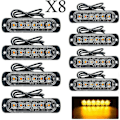 Miniatyrbilde 1 av 4: Nødlys med strobelys, 8 stk. 6 LED gule blinklys, 12/24v farevarselblinklys for bil