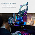 Miniatyrbild 4 av 4: Kattöron Gaming Headset med Mikrofon Blinkande Lysande Stereo Headset-Marinblå