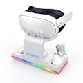 Miniatyrbild 4 av 5: Laddningsbas för Quest3 VR-grepp, 3 headset, bländande färger, laddningsstation, laddare, vit (vit)
