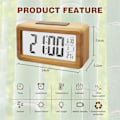 Miniatyrbillede 2 af 5: Træ Digitalt Vækkeur, Stort LED-Display, 12/24 Timers Display, Smart Sensor Nattelys