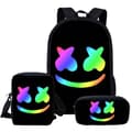 Marshmello-tryck Ryggsäck Axelväska Pennfodral 3-pack/set Present