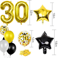 Miniatyrbillede 4 af 5: 30. fødselsdagsfest i sort og guld - banner, balloner og mere