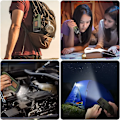 Miniatyrbild 5 av 7: Ficklampa, 2-pack LED-ficklampa, handvev solkarbinhake ficklampa för camping utomhusklättring vandring - Grön