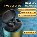 Miniatyrbild 3 av 5: Touch-Control trådlösa Bluetooth-hörlurar TWS-hörlurar Stereo In Ear Earbuds Headset Ipx5（Svart）