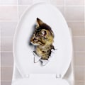 Miniatyrbilde 3 av 5: Dww-6 stk 3D søte katt dekorative baderomsveggklistremerker, Cass kattunge veggdekor for å dekorere soverom, bad