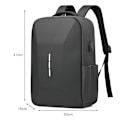 Miniatyrbilde 3 av 5: Herre Casual Ryggsekk med USB-ladeport Anti-tyveri Hard Shell Bærbar PC-veske for Utendørsreiser（Grå）