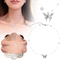 Miniatyrbillede 4 af 5: Elegant Perle Krystal Halskæde Mode Hjerte Sommerfugl Kæde Choker（Som vist）